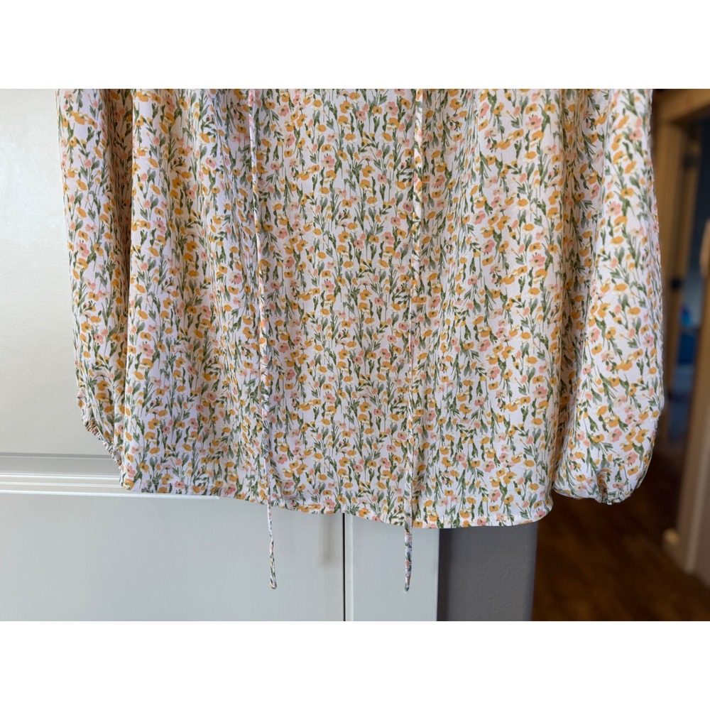 CeCe Women's Flowy Lightweight NWT Floral Print Summery Split Sleeve Blouse XL - Picture 3 of 13